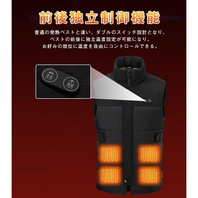 電熱ベスト ヒーターベスト レディース メンズ 8つヒーター内蔵 USB給電 3段温度調整 発熱 温熱ベスト 即暖 防寒 洗濯可