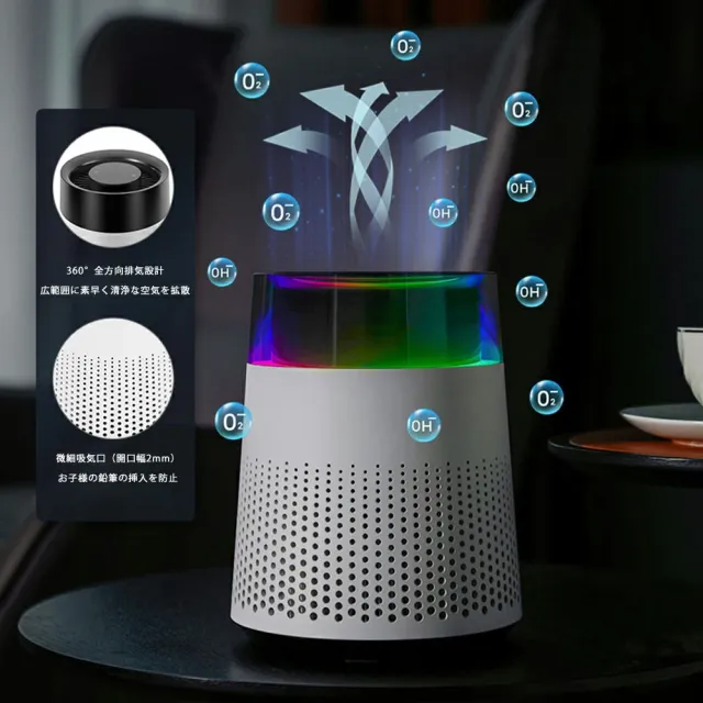 空気清浄機 卓上 空気清浄器 空気の常時監視 空気清浄 小型 コンパクト ミ二 静音 3畳 10畳 ホワイト系 花粉運転 脱臭 除菌 お手入れ簡単 おしゃれ 部屋 省エネ 節電対策 エコ 節電 洗面所 軽量 電気 寝室 ニオイ対策 PM2.5対応 360°吸気 タッチ操作