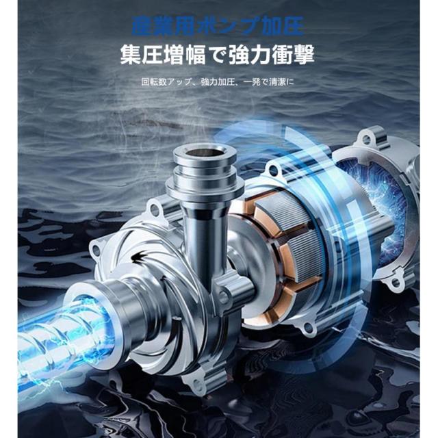 高圧洗浄機 コードレス 充電式 小型 ブラシレスモータ搭載 コンパクト洗浄機 5in1多機能ノズル 強力噴射 軽量 段階調整 LED残量表示 大掃除 家庭用_8