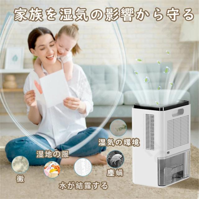 除湿機 小型 卓上除湿機 強力除湿 2200ml大容量 除湿量1L/日 衣類乾燥 