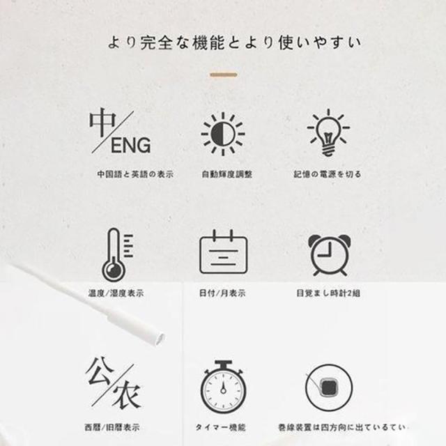 壁掛け 電波時計 電子壁掛け時計 全画面表示 照明 温度計 湿度計 LEDデジタル ウォールクロック カウン リビング_3