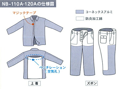【送料無料】【耐熱・防炎】【アルミ遮熱製品】アルミ　耐熱服　NB-120A【ズボン】サイズ：L　※代引き不可※【NB】_1
