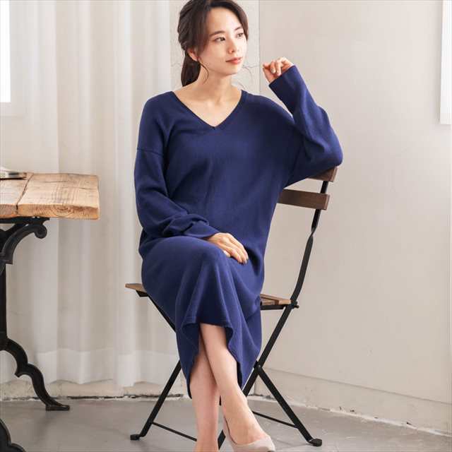 h01 シルク コットン リブ 長袖 ワンピース シルクワンピース レディース 長袖ワンピース レイヤード ゆったり シルエット Vネック あたたかい 暖かい 敏感肌 肌にやさしい 女性 かわいい おしゃれ 天然 保湿 絹糸 日本製 春 秋 冬 長谷川シルク HASEGAWA SILK 【宅配便】の通販は