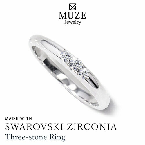 MUZE JEWELRY  SWAROVSKI ZIRCONIA スワロフスキージルコニア 指輪 プラチナ仕上げ ジュエリー プレゼント オーダーメイド オシャレ made in japan 刻印 名入れの通販は