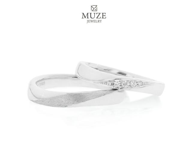 MUZE JEWELRY ダイヤモンド ペアリング ダイヤ 結婚指輪 マリッジリング 指輪 シルバー925プラチナ仕上げ カップル リング ペア プラチナ仕上げ SV925 プロポーズ サプライズ 記念 made in japan 刻印 名入れ_1