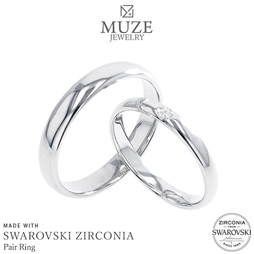 スワロフスキー ペアリング SWAROVSKI 結婚指輪 MUZE JEWELRY マリッジリング 指輪 シルバー925 プラチナ仕上げ カップル リング ペア プ