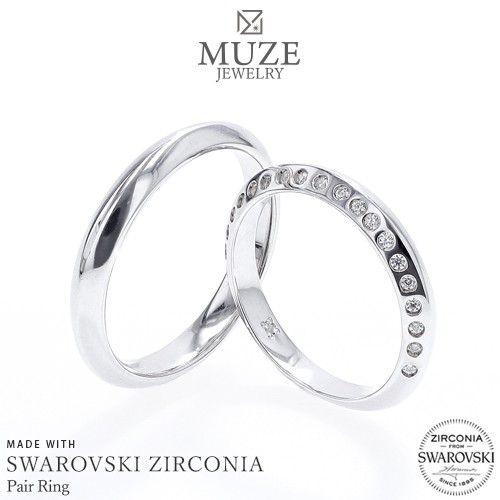 スワロフスキー ペアリング SWAROVSKI 結婚指輪 MUZE JEWELRY マリッジリング 指輪 シルバー925 プラチナ仕上げ カップル リング ペア プ