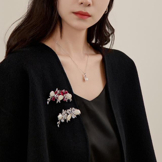 ネックレス シルバー925 シェルパール リーフネックレス 韓国アクセサリー_3