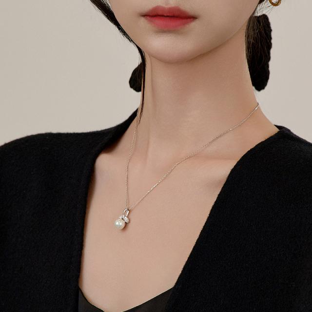 ネックレス シルバー925 シェルパール リーフネックレス 韓国アクセサリー_4