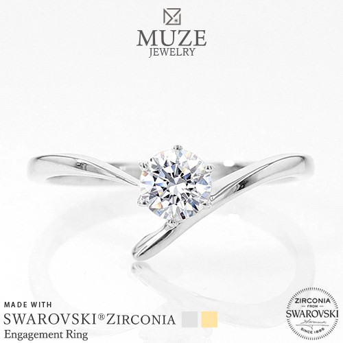 MUZE JEWELRY SWAROVSKI 直径4.5mm（0.33ct相当） プラチナ仕上げ オーダーメイド プラチナ仕上げ K18ゴールド仕上げ エンゲージリング