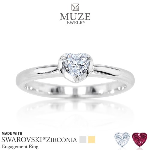 MUZE JEWELRY SWAROVSKI ハートスワロフスキー プラチナ仕上げ オーダーメイド プラチナ仕上げ K18ゴールド仕上げ エンゲージリング 婚約