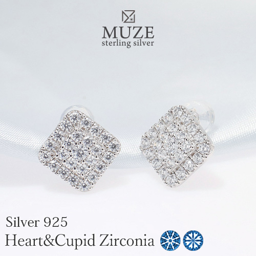 パヴェサークルピアス キュービックジルコニア パヴェ ピアス SV925 ハートキューピッド Heart&Cupid シルバーピアス 誕生日 彼女 妻 記念 made in japan ブライダルジュエリー パーティジュエリー
