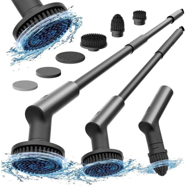 HOTO 電動スピンスクラバー 電動 掃除ブラシ 充電式 電動ブラシ 風呂掃除 電動掃除ブラシ コードレス ブラシ 電動 バスポリッシャー 床 キッチン 台所掃除 防水 軽量 コンパクト 浴槽磨き 浴室掃除 クリスマスプレゼント 女性 母 彼女 プレゼント 母の日 90-120cm伸縮