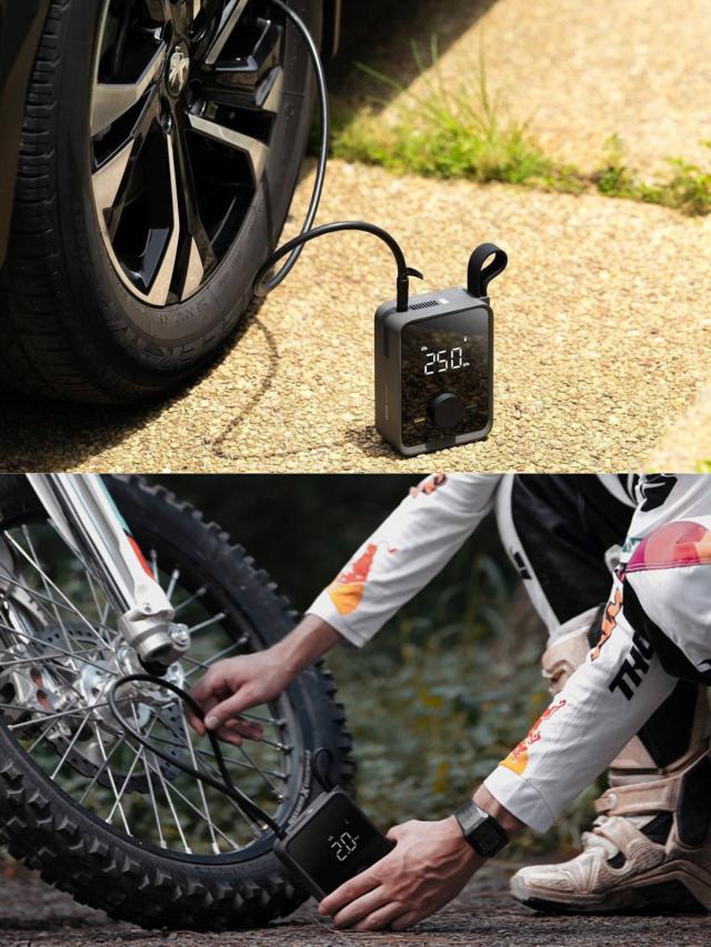 HOTO エアポンプ Pro 12V 電動 空気入れ 充電式 空気抜き 大容量バッテリー 圧力測定 入れすぎ防止 自動停止 LEDライト 冷却 4種類ノズル 誕生日プレゼント 男性 父 彼氏 プレゼント 父の日 車 自転車 バイク ボール アウトドア ボード 電動空気入れ タイヤ 空気ポンプ