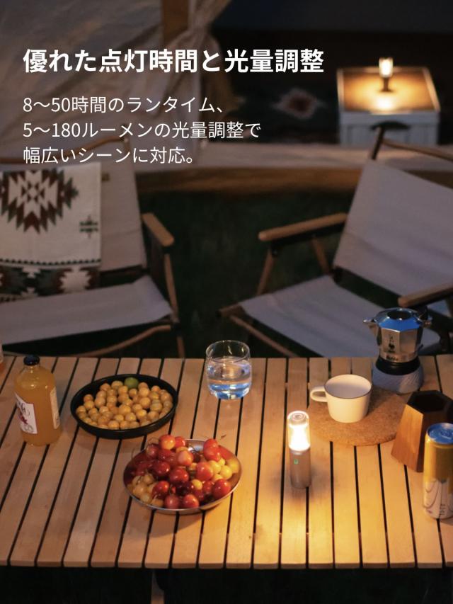 HOTO キャンピングライト 充電式 キャンプライト 小型 軽量 携帯 3つ照明モード 3100mAh 大容量 バッテリー 最大180ルーメン 8-50時間点灯 ポータブル 折りたたみ式ランプシェード 隠しフック Type-C充電 誕生日プレゼント 男性 父 彼氏 プレゼント 父の日 懐中電灯 防災_3