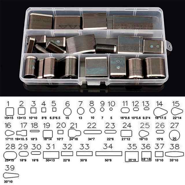 レザークラフト 型抜き 金型 抜き型 革 丸 四角 スクエア ポンチ 39個
