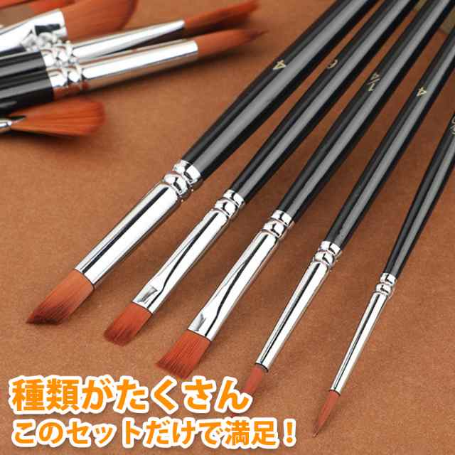 おうぎ形ペイントブラシ 5本セット 水彩筆 油絵筆 画材筆 - 7