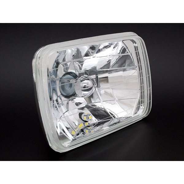 角目2灯式ヘッドライト 180SX KRS13 KRPS13 2個セット ガラス製 セミシールドビーム 2灯角型 LED ポジション付 汎用