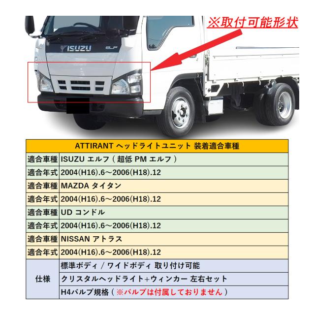 タイタン 標準 / ワイド クリスタル ヘッドライト + ウィンカー 左右セット 2004(H16).6〜2006(H18).12_1