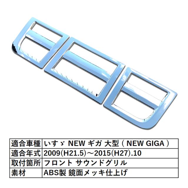 いすゞ NEW GIGA サラウンド グリル 3PCS クロームメッキ セット