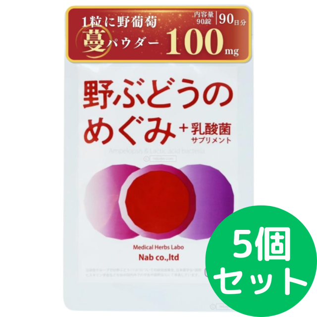野ぶどうのめぐみ＋乳酸菌 サプリメント・90錠【5個セット】
