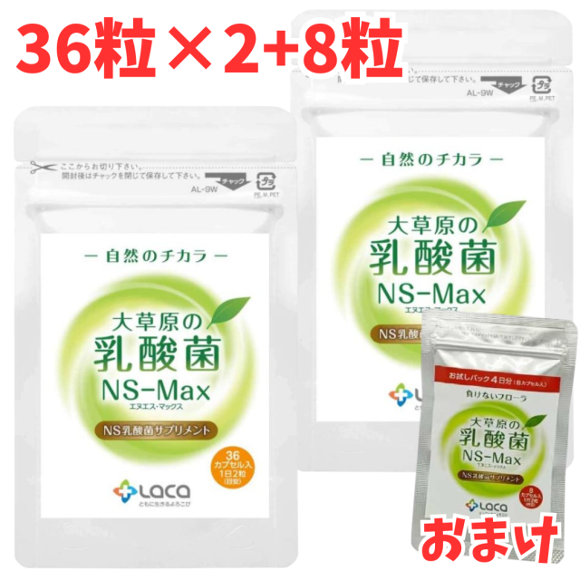 大草原の乳酸菌 NS-Max 36粒 2袋セット ＋[8粒 増量] NS乳酸菌 【公式