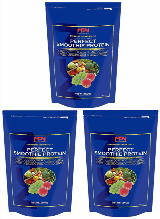 エムピーエヌ MPN パーフェクトスムージープロテイン 【3個セット】 PERFECT SMOOTHIE PROTEIN 1.6kg マスカット＆ピーチ