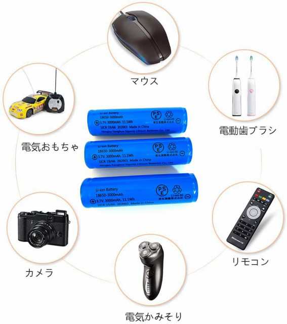 18650リチウムイオンバッテリー 充電池１本 3.7V充電式バッテリー LED