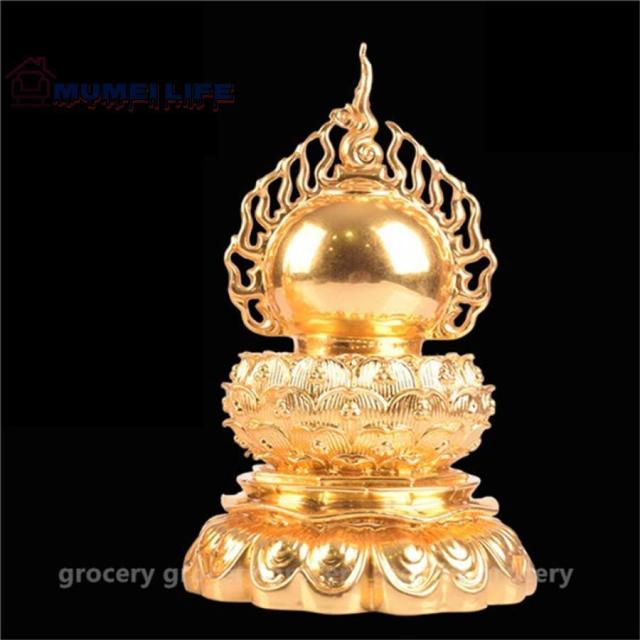 極上品 密教 法具 真鍮製 摩利宝珠 舍利塔 金箔押し 15*10CM