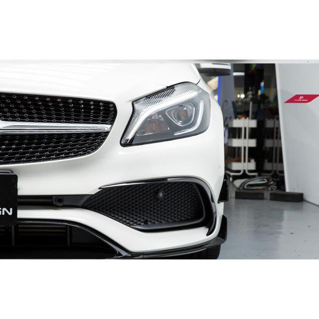 【FUTURE DESIGN】BENZ メルセデス・ベンツ A-Class W176 後期車 フロントバンパー用艶ありブラック リップスポイラー カナード B26_8