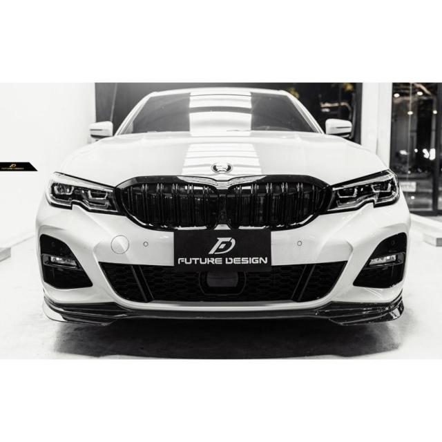 BMW 3シリーズ G20 G21 M-TECH Mスポーツ フロントバンパー用リップスポイラー パフォーマンス PF スタイル 艶あり黒 3点セット
