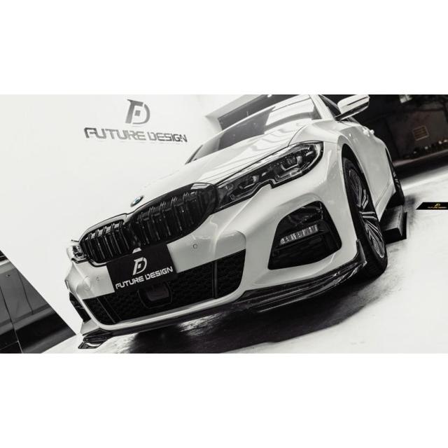 BMW 3シリーズ G20 G21 M-TECH Mスポーツ フロントバンパー用リップスポイラー パフォーマンス PF スタイル 艶あり黒 3点セット
