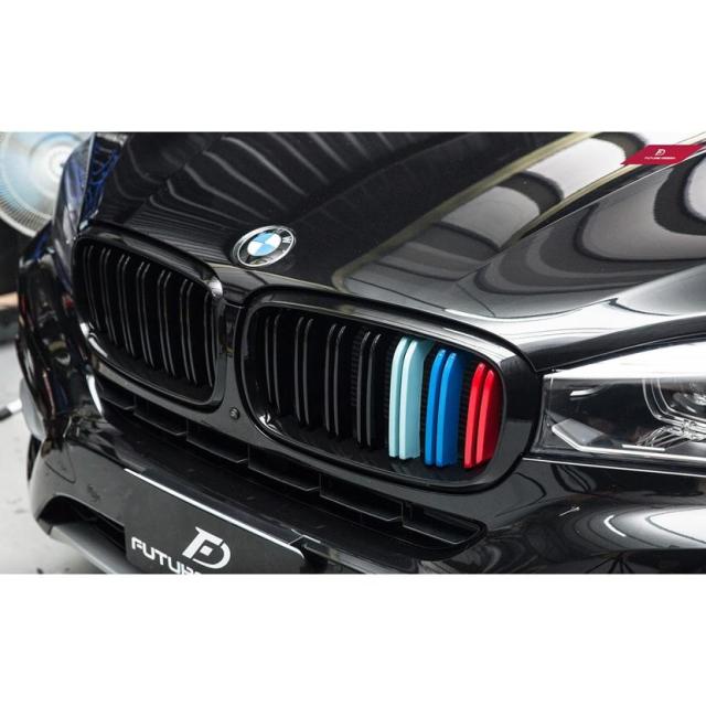 BMW X-シリーズ X5 F15 フロント用 青紺赤 艶ありブラックキドニーグリル センターグリルの通販は