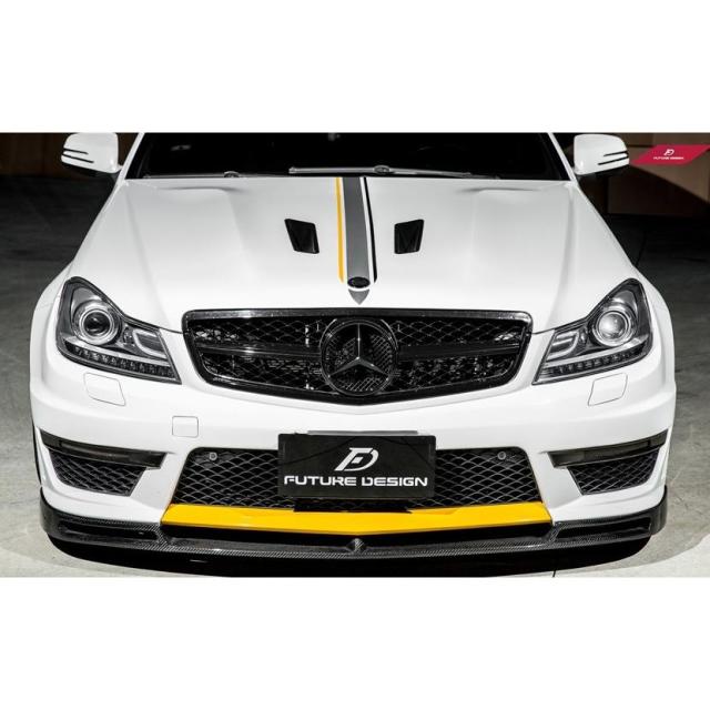 BENZ メルセデス・ベンツ Cクラス W204 後期車 C63 フロントバンパー用リップスポイラー 本物DryCarbon ドライカーボン デザイン_1