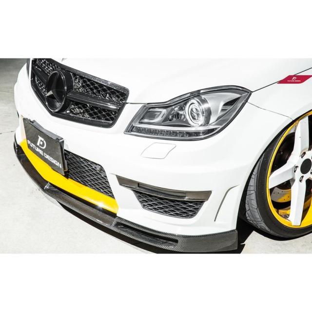 BENZ メルセデス・ベンツ Cクラス W204 後期車 C63 フロントバンパー用リップスポイラー 本物DryCarbon ドライカーボン デザイン_2
