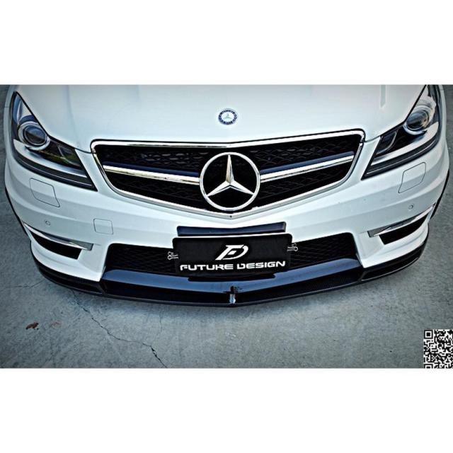 BENZ メルセデス・ベンツ Cクラス W204 12~14年 後期 AMGバンパー用 フロントリップスポイラー 本物カーボン Carbon V スタイル エアロ