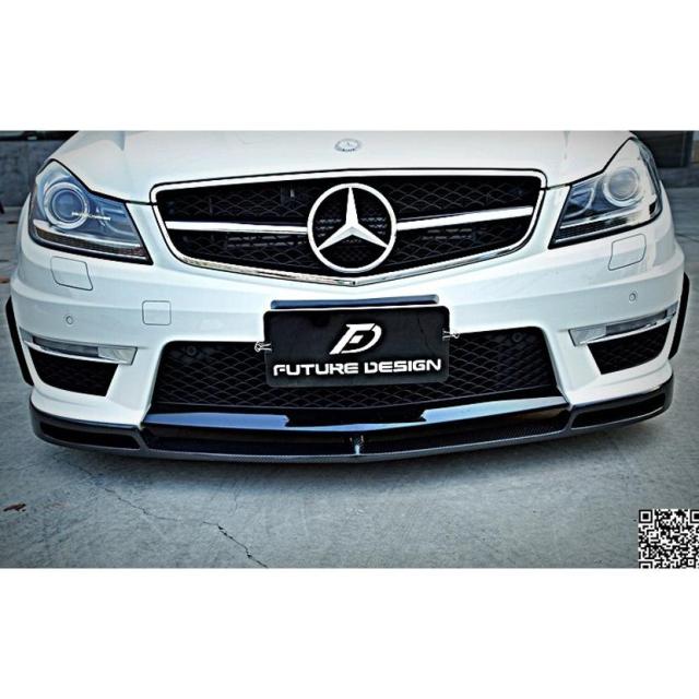BENZ メルセデス・ベンツ Cクラス W204 12~14年 後期 AMGバンパー用 フロントリップスポイラー 本物カーボン Carbon V スタイル エアロ_1