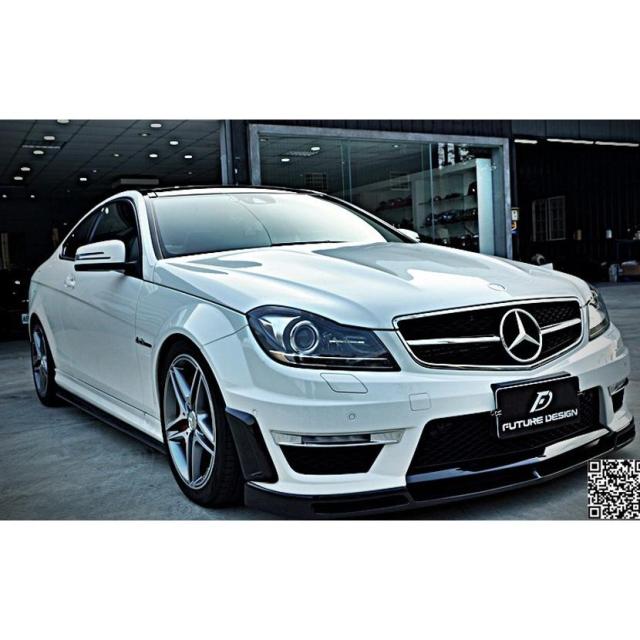 BENZ メルセデス・ベンツ Cクラス W204 12~14年 後期 AMGバンパー用 フロントリップスポイラー 本物カーボン Carbon V スタイル エアロ_2