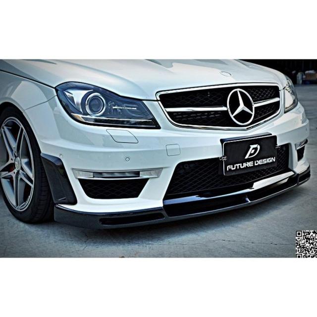 BENZ メルセデス・ベンツ Cクラス W204 12~14年 後期 AMGバンパー用 フロントリップスポイラー 本物カーボン Carbon V スタイル エアロ_3