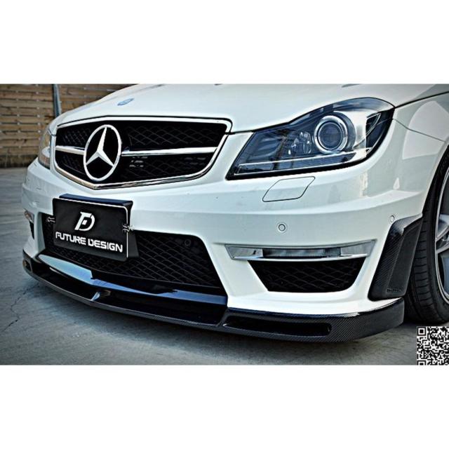 BENZ メルセデス・ベンツ Cクラス W204 12~14年 後期 AMGバンパー用 フロントリップスポイラー 本物カーボン Carbon V スタイル エアロ_4