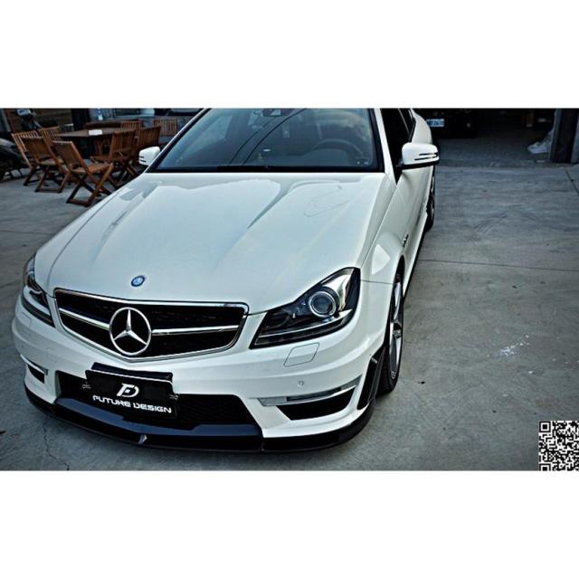 BENZ メルセデス・ベンツ Cクラス W204 12~14年 後期 AMGバンパー用 フロントリップスポイラー 本物カーボン Carbon V スタイル エアロ_6