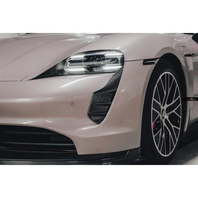 Porsche ポルシェ Taycan タイカン エアーベントカバー ガーニッシュ 本物Drycarbon ドライカーボン エアロ カスタム