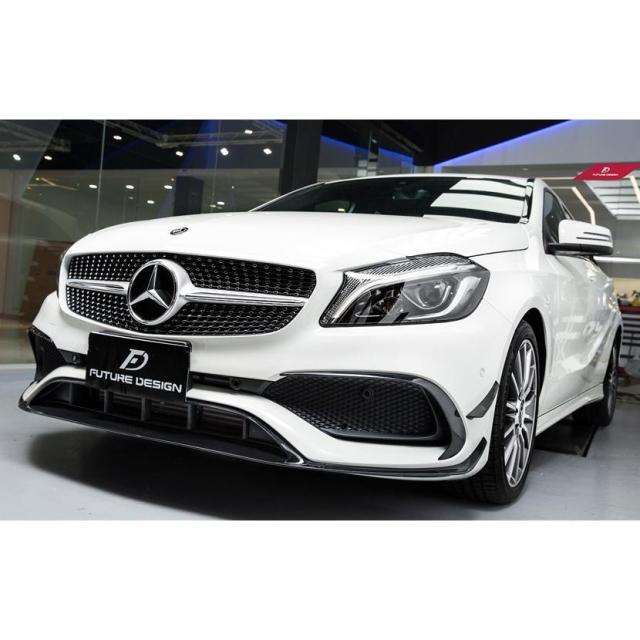 BENZ メルセデス・ベンツ A-Class W176 後期車 フロントバンパー用艶ありブラック リップスポイラー カナード B26_2