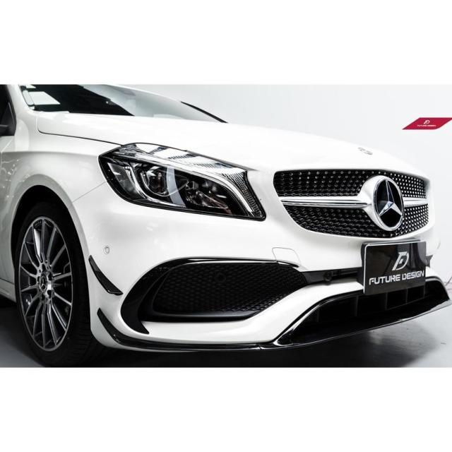 BENZ メルセデス・ベンツ A-Class W176 後期車 フロントバンパー用艶ありブラック リップスポイラー カナード B26_3
