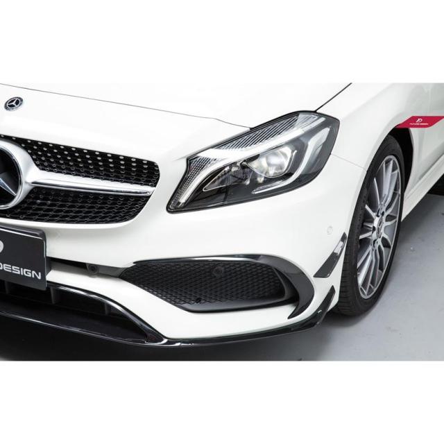 BENZ メルセデス・ベンツ A-Class W176 後期車 フロントバンパー用艶ありブラック リップスポイラー カナード B26_6