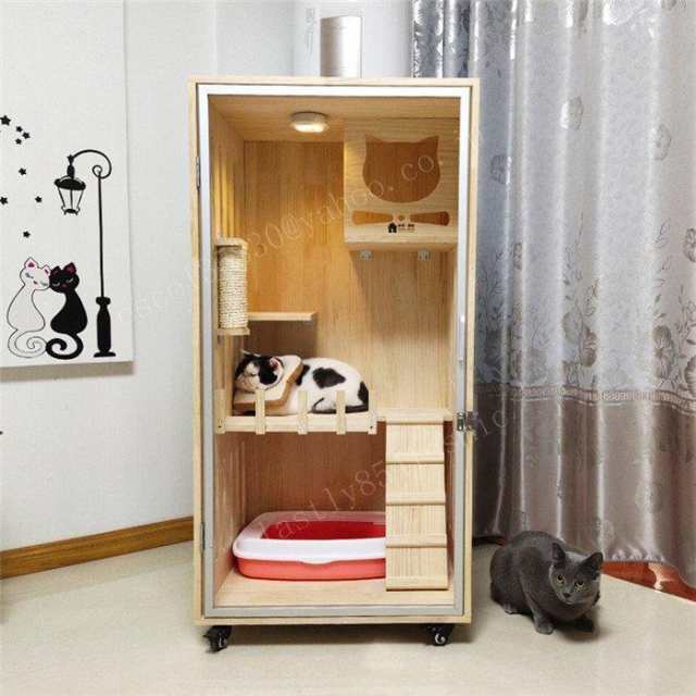 人気商品 豪華２層ネコハウス 別荘 猫部屋 繁殖 アパート自由出入り