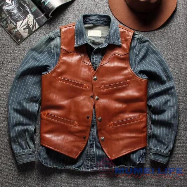 超人気☆品質保証 茶芯カウハイド 30'sスタイル レザー ブラック コンチョ オイルレザー 牛革の通販は