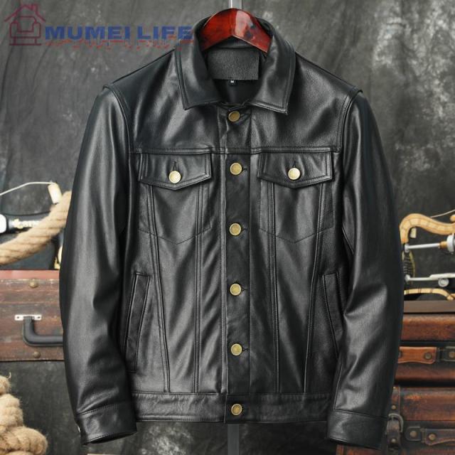 特売！品質保証★レザージャケット★黒★ブラック★牛革★★アメリカンカジュアル★バイクウエアの通販は