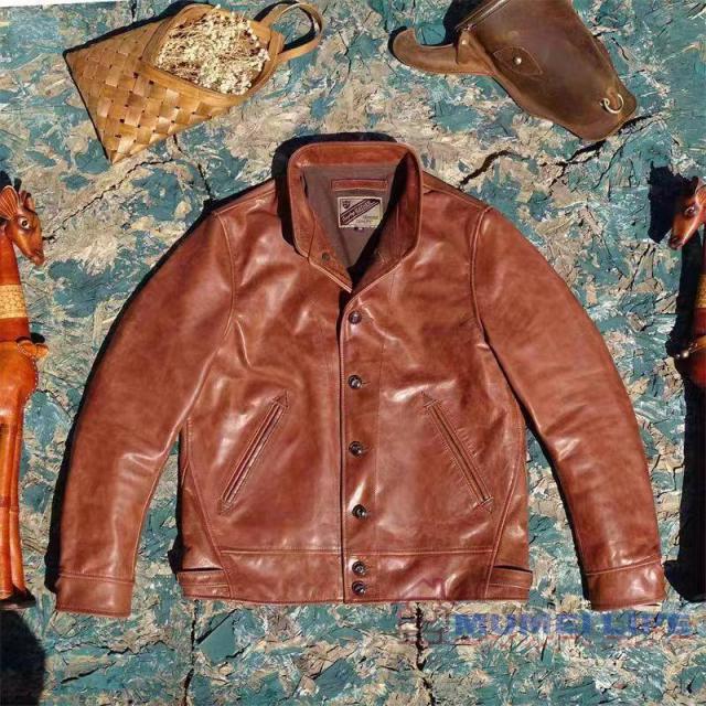超人気☆ 復刻30's A-1タイプ アインシュタイン コサックジャケット ブラウン タンニンなめし レザー 牛革の通販は
