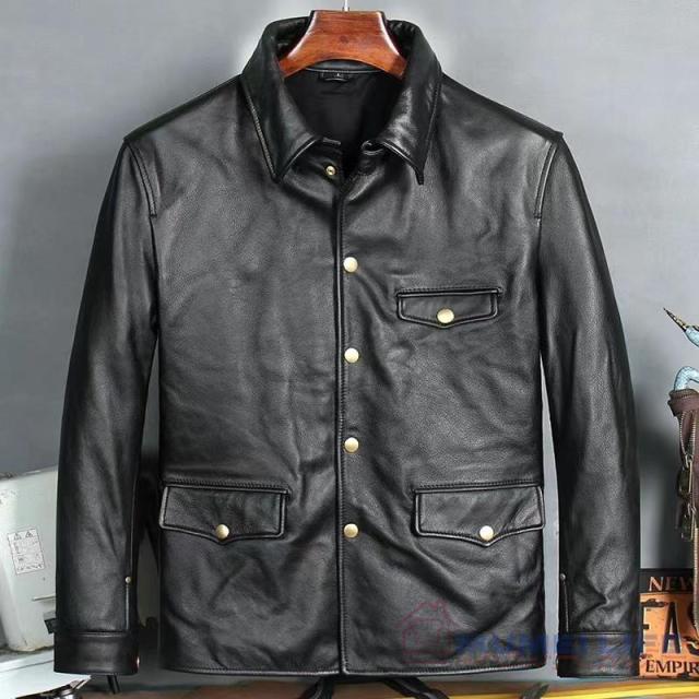 特売！保証 カウハイド 復刻50's ドライビングコート レザージャケット ブラック サイズ選択可 カーコート ブレーキマン 牛革の通販は